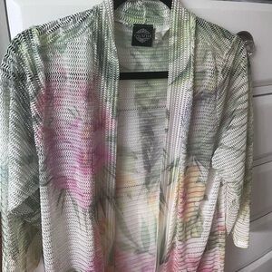 Pink and Green Swim Coverup with Watercolor Pattern